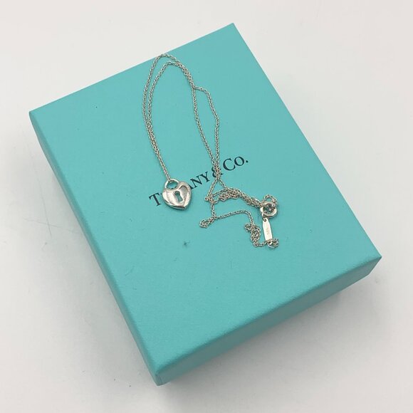 Authentic Tiffany & Co 925 Silver Heart Lock Necklace - Picture 7 of 8